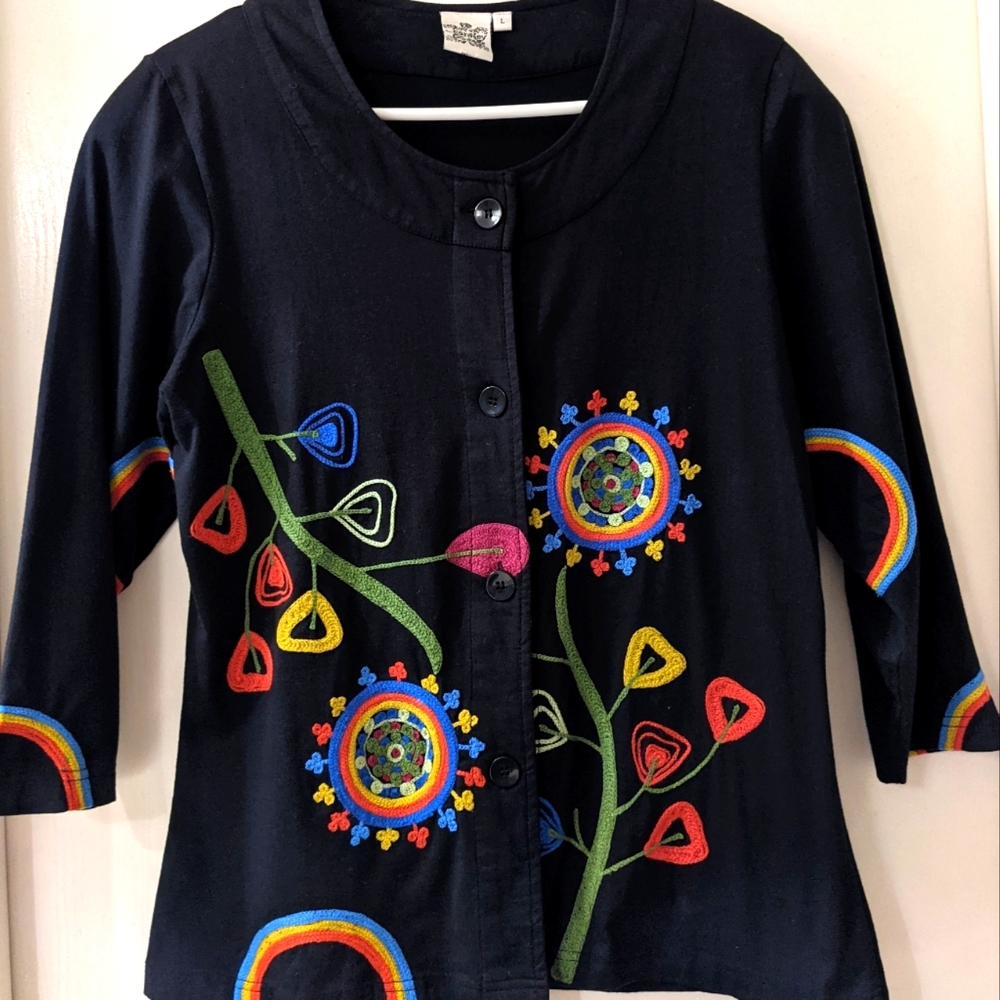 Parsley & Sage Embroidered Vibrantl Colors Large